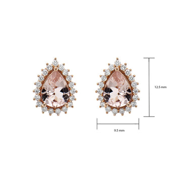 戴安娜款梨形摩根石圍鑽耳環 - WILLS JEWELLERY