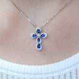 藍寶石十字架鑽石吊墜 - WILLS JEWELLERY