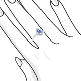 戴安娜水滴藍寶石圍鑽戒指 - WILLS JEWELLERY