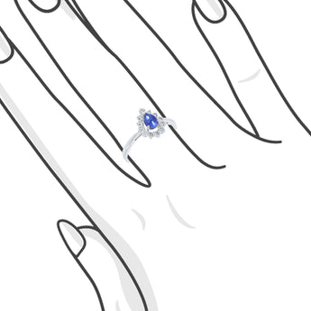 戴安娜水滴藍寶石圍鑽戒指 - WILLS JEWELLERY