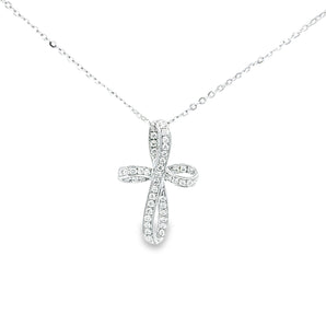 絲帶樣十字架鑽石吊墜 - WILLS JEWELLERY