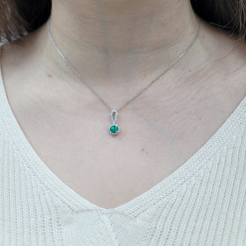 橢圓形綠寶石鑽石吊墜 - WILLS JEWELLERY