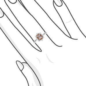 雪花橢圓形摩根石圍石鑽石戒指 - WILLS JEWELLERY