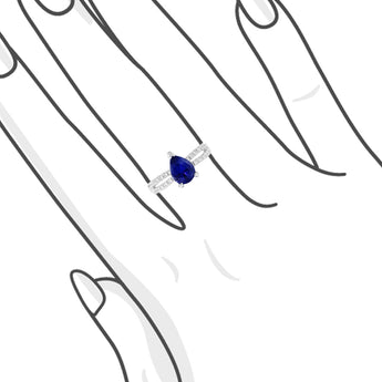 天然無燒梨形紫藍寶石鑽石戒指 - WILLS JEWELLERY