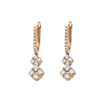 雙花卉鑽石垂式耳環 - WILLS JEWELLERY