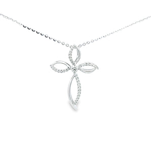 馬眼形十字架鑽石吊墜 - WILLS JEWELLERY