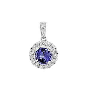 Round Tanzanite Diamond Bead Pendant