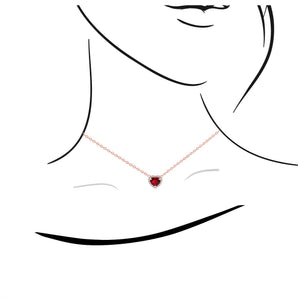 心形深紅尖晶石圍石鑽石項鏈 - WILLS JEWELLERY