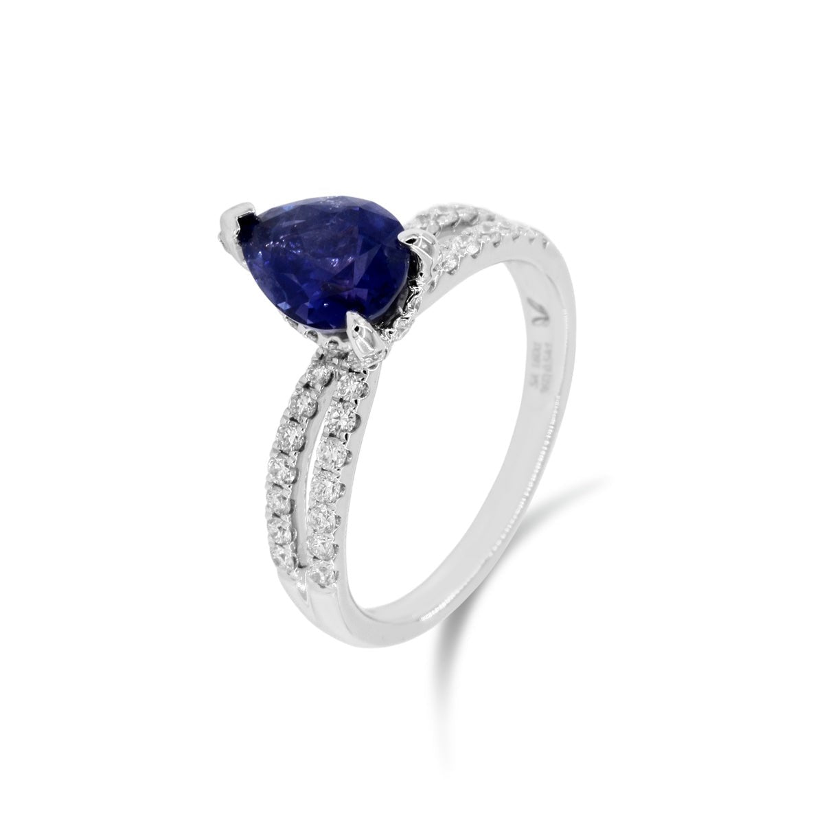 天然無燒梨形紫藍寶石鑽石戒指 - WILLS JEWELLERY