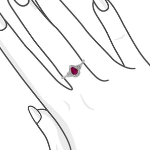 梨形紅寶石圍石鑽石戒指 - WILLS JEWELLERY