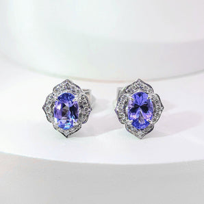 坦桑石圍鑽耳環 - WILLS JEWELLERY