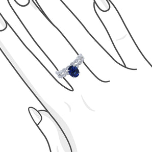 典雅別致波浪紋橢圓形藍寶石鑽石戒指 - WILLS JEWELLERY