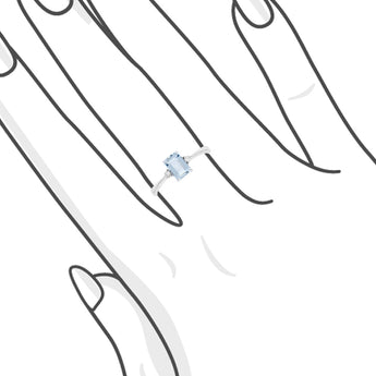 祖母綠形冰藍色海藍寶鑽石戒指 - WILLS JEWELLERY