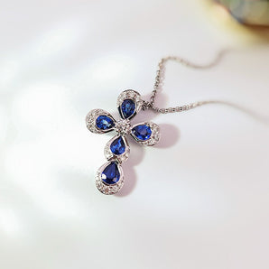 藍寶石十字架鑽石吊墜 - WILLS JEWELLERY