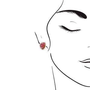 三角形雙色西瓜碧璽圍鑽耳環 - WILLS JEWELLERY