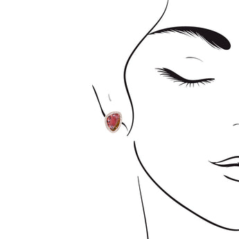 三角形雙色西瓜碧璽圍鑽耳環 - WILLS JEWELLERY