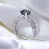 天然枕形金屬灰藍色尖晶石鑽石戒指 - WILLS JEWELLERY