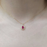 經典花漾頸鏈．酒紅色紅寶石 - WILLS JEWELLERY