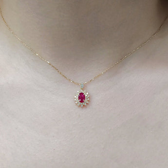 經典花漾頸鏈．酒紅色紅寶石 - WILLS JEWELLERY