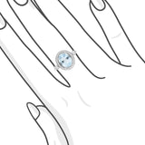 橢圓天空藍海藍寶圍鑽戒指 - WILLS JEWELLERY