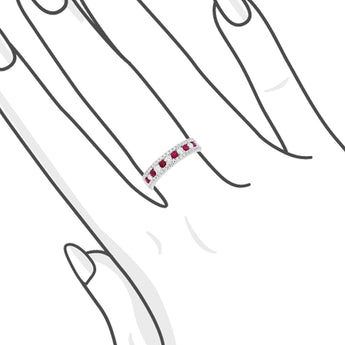 紅寶石鑽石間鑲逼鑲鑽石戒指 - WILLS JEWELLERY