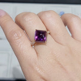 枕形糖包山切割紫水晶鑽石戒指 - WILLS JEWELLERY