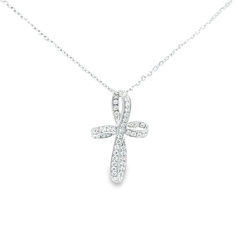 絲帶樣十字架鑽石吊墜 - WILLS JEWELLERY