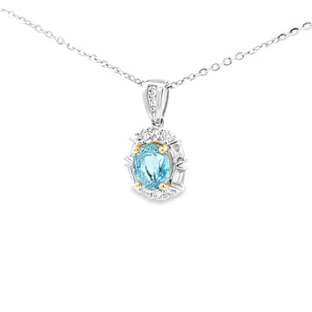 花型吊墜 · 海藍寶石 - WILLS JEWELLERY