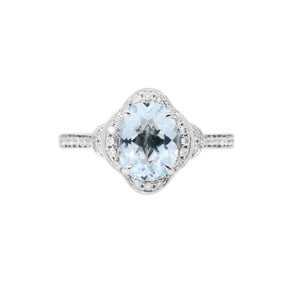 四葉花海藍寶圍石鑽石戒指 - WILLS JEWELLERY