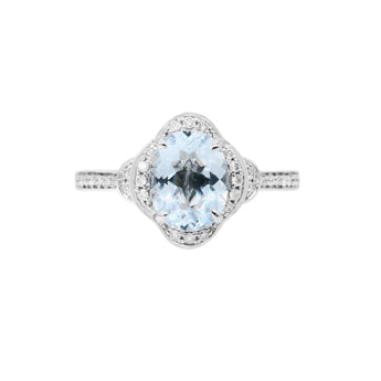 四葉花海藍寶圍石鑽石戒指 - WILLS JEWELLERY