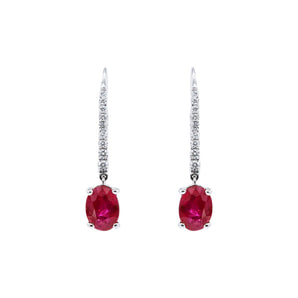 橢圓形紅寶石鑽石耳環 - WILLS JEWELLERY