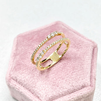 二重奏雙行鑽石線戒 - WILLS JEWELLERY