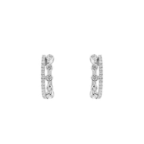 雙行鑽石圈形耳環 - WILLS JEWELLERY