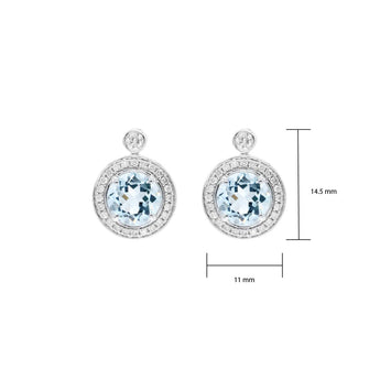 經典圓海藍寶鑽石耳環 - WILLS JEWELLERY