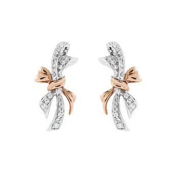 雙色絲帶鑽石耳環 - WILLS JEWELLERY