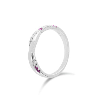 粉寶鑽石扭紋線戒 - WILLS JEWELLERY