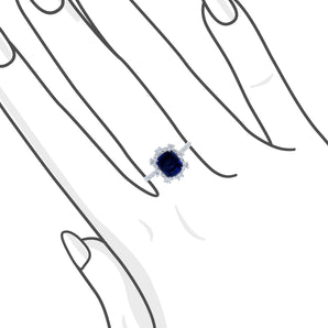 時尚墊形切割藍寶石鑽石戒指 - WILLS JEWELLERY