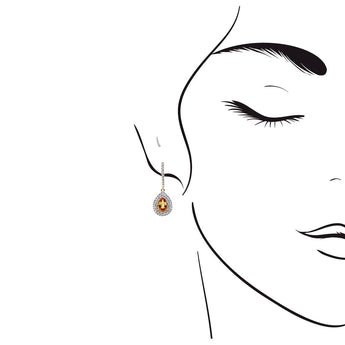 梨形黃寶石雙重圍鑽耳環 - WILLS JEWELLERY