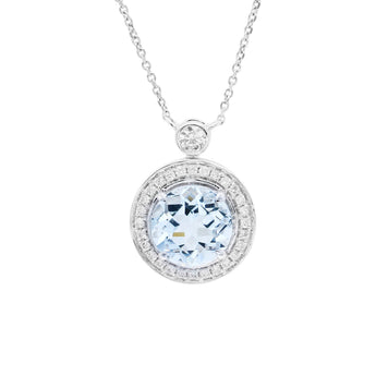 經典圓海藍寶鑽石項鏈 - WILLS JEWELLERY