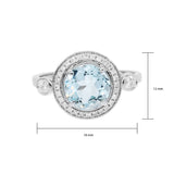 經典圓海藍寶圍鑽戒指 - WILLS JEWELLERY