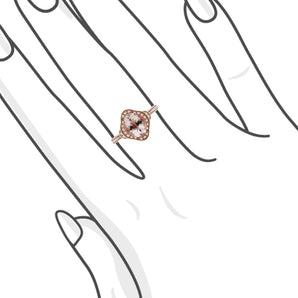 四葉花摩根石圍石鑽石戒指 - WILLS JEWELLERY