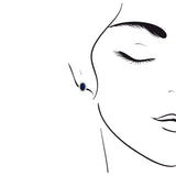 小巧橢圓形藍寶石鑽石耳環 - WILLS JEWELLERY