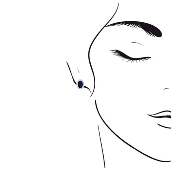 小巧橢圓形藍寶石鑽石耳環 - WILLS JEWELLERY