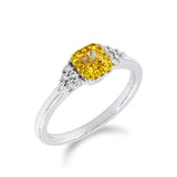 雷地恩切割濃彩橙黃鑽石圍石戒指 - WILLS JEWELLERY