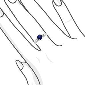 天然圓形藍寶石波浪紋鑽石戒指 - WILLS JEWELLERY