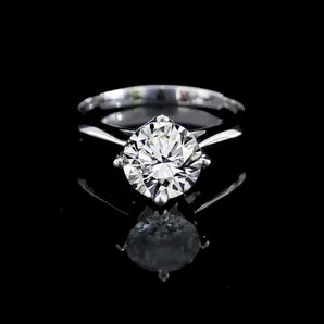 經典四爪尖頂皇冠心形雕刻鑽石戒指款式 - WILLS JEWELLERY