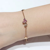 蝴蝶粉寶石鑽石手鏈 - WILLS JEWELLERY