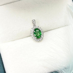 橢圓形沙弗萊珠邊鑽石吊咀 - WILLS JEWELLERY