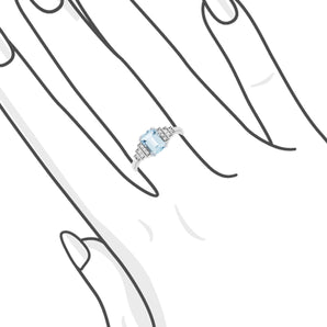 復古風冰藍色海藍寶鑽石戒指 - WILLS JEWELLERY