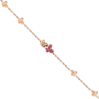 蝴蝶粉寶石鑽石手鏈 - WILLS JEWELLERY